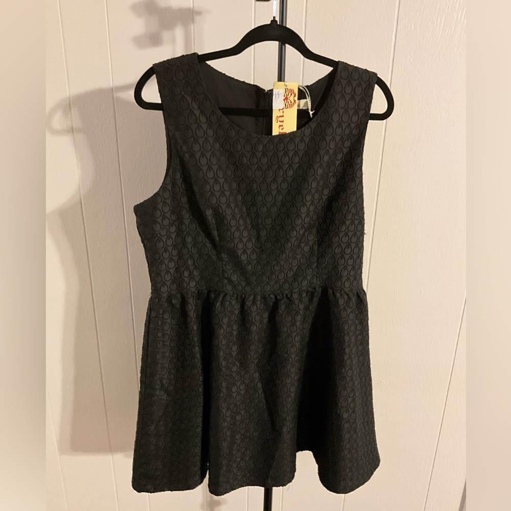 Axyeh Black Textured Dress XL NWT Sleeveless Fit & Flare A-Line Cocktail - Picture 2 of 4